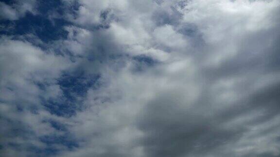 云在蓝色的天空中移动时间流逝