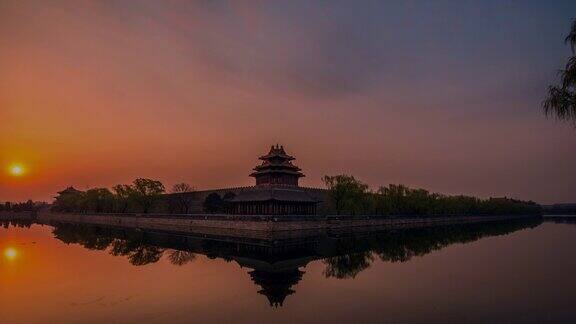 北京地标紫禁城日出中国间隔拍摄