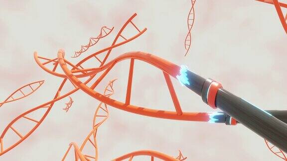 DNA的3d动画变成金属未来的机器人