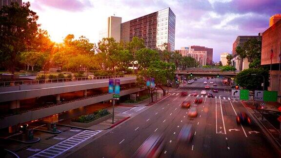 洛杉矶市中心的道路鸟瞰图