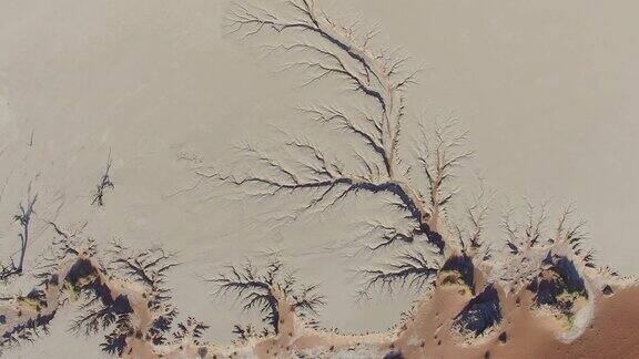 纳米布-诺克鲁夫特国家公园内死谷侵蚀模式的4K鸟瞰图