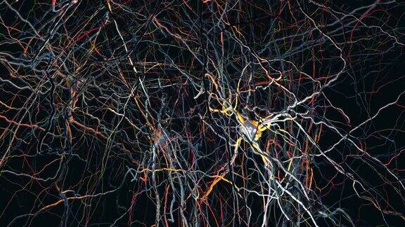 具有传递突触、神经元或神经细胞的神经元连接的神经网络-3d插图
