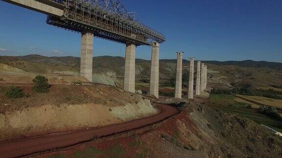 高架桥建设的鸟瞰图可移动脚手架系统-Sivas和安卡拉省之间高速铁路的基础设施研究-土耳其Ankara-Sivas土耳其06152019