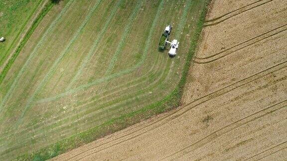 农业区域和机械-鸟瞰图跟踪拍摄