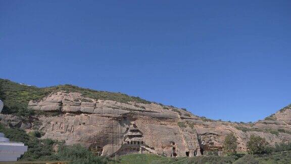 中国甘肃张掖的石窟马提寺景色优美