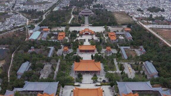中国云南大理宁静的寺庙建筑的全景