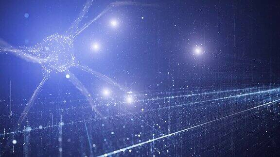 艺术神经元细胞在数字技术网络脑动画的背景下