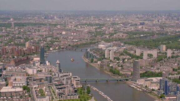 鸟瞰图泰晤士河在伦敦英国4k