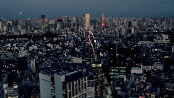 东京塔黄昏倾斜