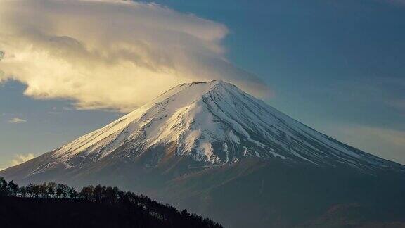 川口湖富士山的时间流逝