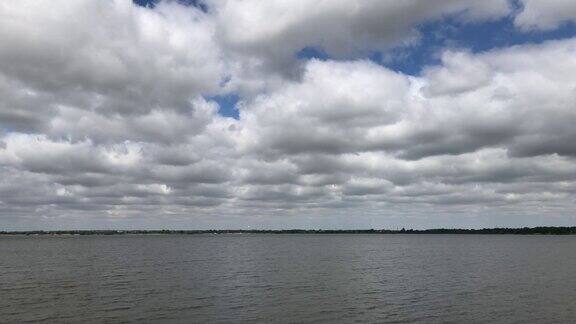 多云天空下的湖泊