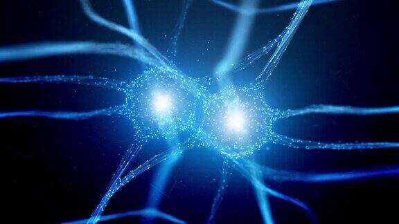 三维动画神经元细胞与闪光复制空间背景