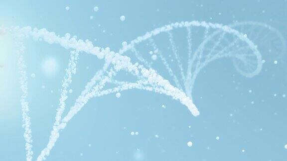 浅蓝色和白色化妆品水泡DNA和mRNA美丽螺旋背景环与细胞液滴和复制空间