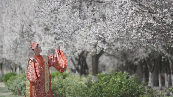 中国妇女穿着汉服古代服装