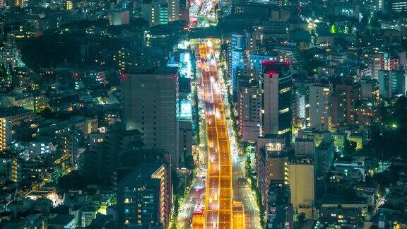 东京夜间关闭高速公路时间流逝