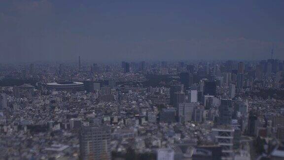 东京四谷地区的微缩城市景观高角度广角拍摄