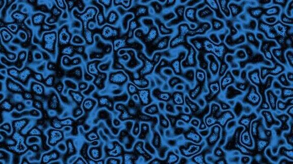 一个短平面的双色块状变形细胞连接和变形在蓝色创建一个单细胞生物的抽象背景的3d渲染
