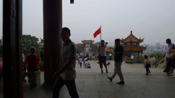 白天时间武汉市名刹内殿慢镜头窗观景4k中国