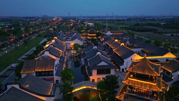 中国传统建筑夜景鸟瞰图