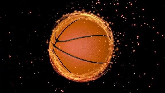 在粒子圈内旋转的篮球
