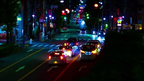 夜间时间流逝的微型东京交通堵塞倾斜