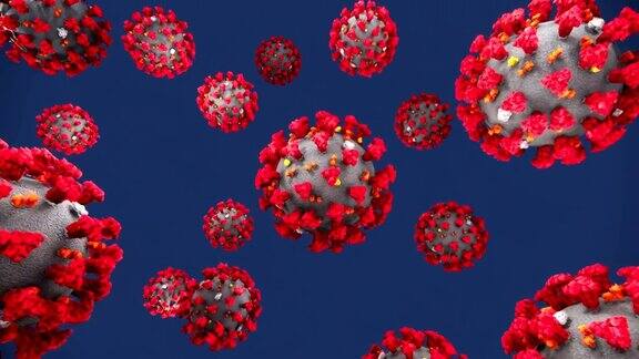 新型冠状病毒、Covid-19、2019-nCoV、Sars、Mers、H1N1、流感疫情传播微观视图、全球致命病毒感染、冠状病毒大流行危机近景、流感病毒微观视图、医疗用dna背景视频