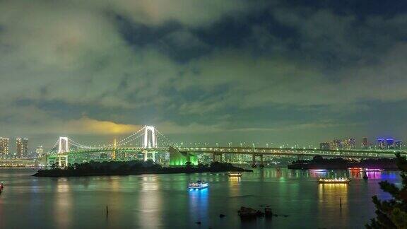 时光流逝:日本东京的彩虹桥和东京塔
