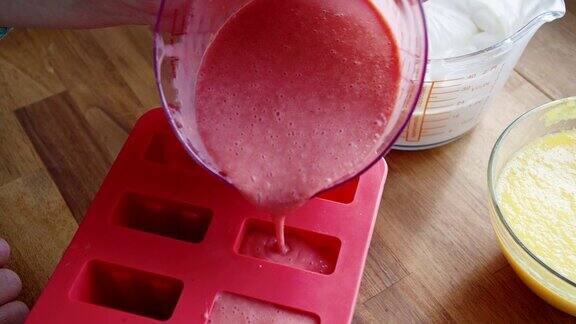 准备芒果草莓巧克力酸奶冰淇淋棒