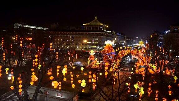 中国陕西西安庆祝中国春节的灯笼