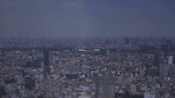 东京四谷地区的微缩城市景观高角度广角拍摄