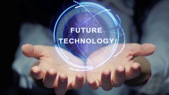 双手展示圆全息未来技术