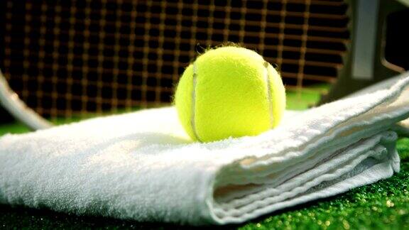 餐巾上的网球特写