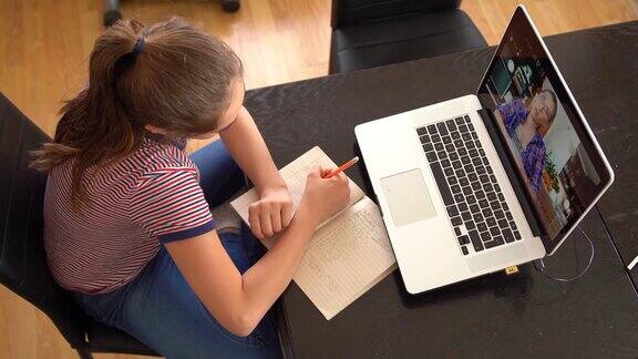 4K少女学习视频在线课程在家里孤立的家庭