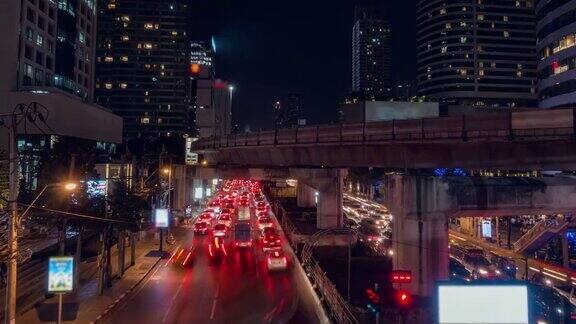 时间流逝曼谷市中心的夜光城市景观