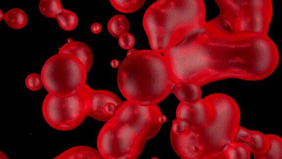 呈现一种神奇的红色血液或液体分子