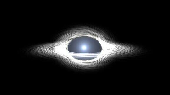 超大质量黑洞的三维动画黑暗星系星云区域的明亮黑洞在深空旋转的电影镜头概念空间背景科幻图像引力透镜事件视界上物质的吸积盘