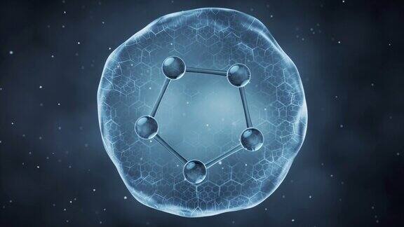 有机球体内部有分子3d渲染
