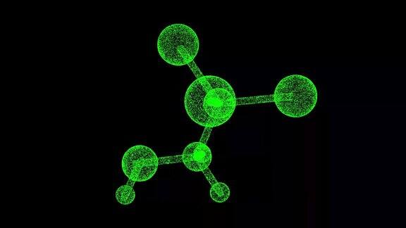 三维分子在黑色bg上旋转物体溶解了闪烁的微粒科学的医学理念用于标题文本演示3d动画60FPS