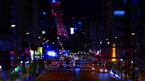 东京城市街道的微缩夜景