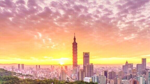 台北市从白天到夜晚的戏剧性日落