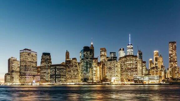 TD曼哈顿市中心从黄昏到夜晚纽约美国