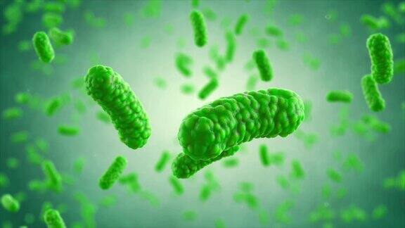 显微镜下漂浮的细菌4k动画