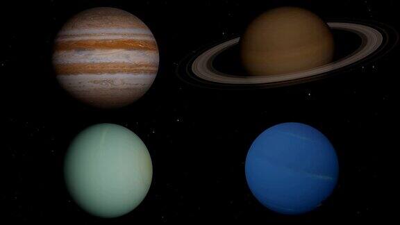 太阳系中的四颗气态巨行星