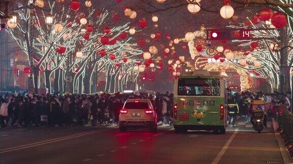 中国西安城市街道夜景