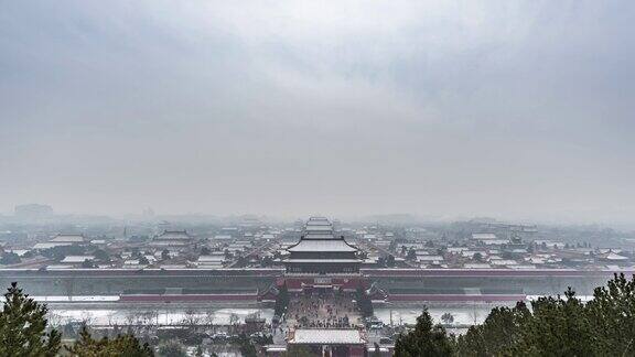 紫禁城覆盖薄层雪北京中国