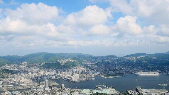 从稻田山看长崎市的风景