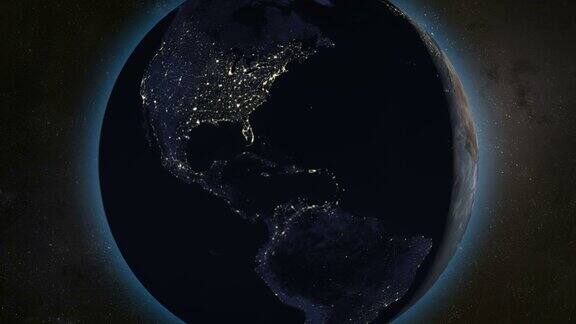 夜晚的地球美洲大陆