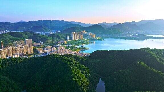 杭州千岛湖风光的航拍镜头