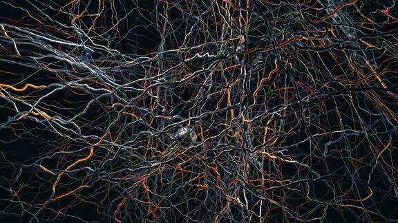 具有传递突触、神经元或神经细胞的神经元连接的神经网络-3d插图