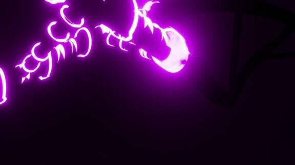 发光铁DNA分子在紫色背景上旋转的无缝动画